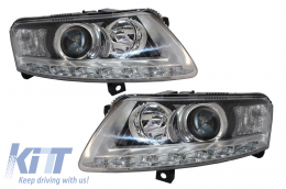 image-27-Faros Xenon LED DRL para Audi A6 C6 4F 04.04-08 Chrome Sin AFS