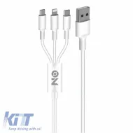 Fast Charge Cable USB 3 In 1 Suitable for Lightning, Micro, Type-C, White, 120cm ON Mobile Accessories, 1 Piece-image-6322236