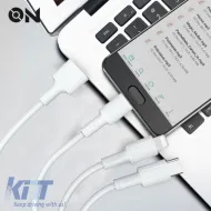 Fast Charge Cable USB 3 In 1 Suitable for Lightning, Micro, Type-C, White, 120cm ON Mobile Accessories, 1 Piece-image-6322238