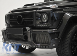 Fekete első fényszóró takaró, fekete LED DRL oldalhelyzetjelzővel Mercedes Benz G-Osztály W463 (1989-up) G65 AMG Design-image-6019560