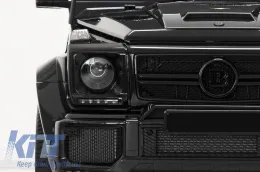 Fekete első fényszóró takaró, fekete LED DRL oldalhelyzetjelzővel Mercedes Benz G-Osztály W463 (1989-up) G65 AMG Design-image-6019561