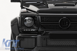 Fekete első lámpa fedők, fekete LED DRL oldal jelző lámpákkal Mercedes Benz G-Osztály W463 (1989-up) G65 AMG Design Fekete-image-6019561