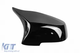 Fekete lakk M-típusú tükörborítás BMW 5-ös F10, F11, 6-os széria F06, F12, F13, 7-es széria F01, F02 standard tükrökhöz-image-6148013
