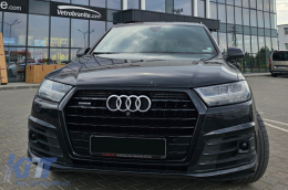 Fekete lakk SQ7 típusú hűtőrács Audi Q7 2015-2019 modellhez, PDC nyílásokkal-image-6163662
