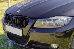 Fekete M3 stílusú dupla lamellás vese hűtőrács BMW 3-as E90 sedan, E91 touring 2008-2012 modellekhez-image-6143314