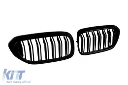 Fényes fekete dupla lamellás vese hűtőrács BMW 5-ös G30, G31 2017-2020 modellekhez-image-6162809