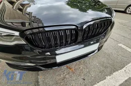 Fényes fekete dupla lamellás vese hűtőrács BMW 5-ös G30, G31 2017-2020 modellekhez-image-6162813