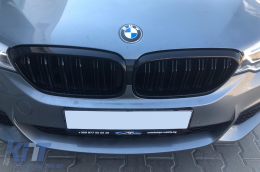Fényes fekete dupla lamellás vese hűtőrács BMW 5-ös G30, G31 2017-2020 modellekhez-image-6162814