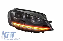 Fényszóró 3D LED DRL Volkswagen Golf 7 VII (2012-2017) piros R20 GTI Look LED dinamikus irányjelzővel-image-6004300