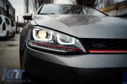 Fényszóró 3D LED DRL Volkswagen Golf 7 VII (2012-2017) piros R20 GTI Look LED dinamikus irányjelzővel-image-6101453