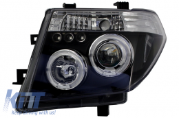 Fényszóró angyalszemes Nissan Navara D40 (2004-2009) / Nissan Pathfinder R51 (2005-2008) fekete-image-6027091