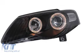 Fényszóró angyalszemes VW Passat 3C (2005-up) 2 körgyűrűs fekete-image-60457