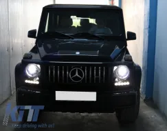 Fényszóró burkolat LED DRL helyzetjelzővel Mercedes Benz G-osztály W463 (1989-től) G65 AMG Design Króm-image-55785