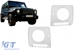 image-2-Fényszóró burkolat LED DRL helyzetjelzővel Mercedes Benz G-osztály W463 (1989-től) G65 AMG Design Króm