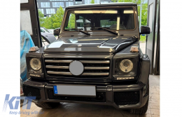 Fényszóró burkolat LED DRL helyzetjelzővel Mercedes Benz G-osztály W463 (1989-től) G65 AMG Design Króm-image-6299314