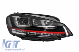 Fényszóró csomag 3D LED dinamikus irányjelzővel, DRL-lel, hűtőráccsal Volkswagen Golf 7 VII (2012-2017) RED R20 GTI Design-image-6048402