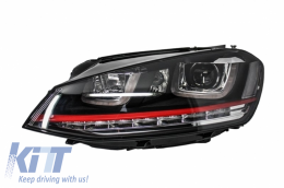 Fényszóró csomag 3D LED dinamikus irányjelzővel, DRL-lel, hűtőráccsal Volkswagen Golf 7 VII (2012-2017) RED R20 GTI Design-image-6048403