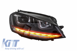 Fényszóró csomag 3D LED dinamikus irányjelzővel, DRL-lel, hűtőráccsal Volkswagen Golf 7 VII (2012-2017) RED R20 GTI Design-image-6048404
