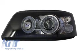 Fényszóró dupla angyalszemes Volkswagen VW Transporter T5 (2003-2009) fekete-image-6021775