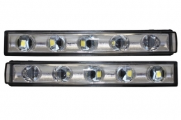 Fényszóró fekete, Bi-Xenon kinézetű, fehér LED nappali menetfénnyel, MERCEDES G W463 1989-2012, G65 kialakítás-image-6019964