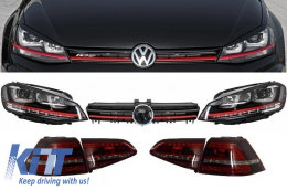 image-45-Fényszóró, hátsó lámpa és hűtőrács csomag, 3D LED irányjelző, DRL, Volkswagen Golf 7 VII (2012-2017) RED R20 GTI Design