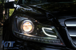 Fényszóró LED DRL Mercedes Benz W204 C-osztály 2011+ Fekete-image-6086400