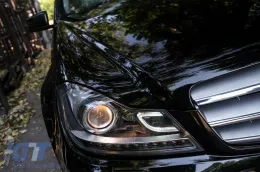 Fényszóró LED DRL Mercedes Benz W204 C-osztály 2011+ Fekete-image-6086401