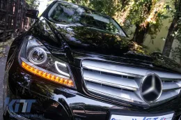 Fényszóró LED DRL Mercedes Benz W204 C-osztály 2011+ Fekete-image-6086404