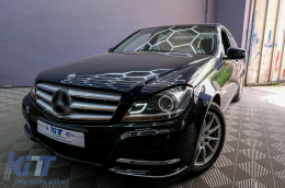 Fényszóró LED DRL Mercedes Benz W204 C-osztály 2011+ Fekete-image-6095138