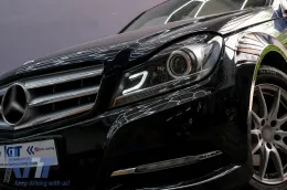 Fényszóró LED DRL Mercedes Benz W204 C-osztály 2011+ Fekete-image-6095139