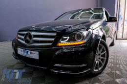 Fényszóró LED DRL Mercedes Benz W204 C-osztály 2011+ Fekete-image-6095142