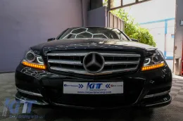 Fényszóró LED DRL Mercedes Benz W204 C-osztály 2011+ Fekete-image-6095145