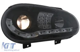 Fényszóró LED DRL VW Golf IV 4 Cabriolet ferdehátú Variant (09.1997-09.2003) Fekete-image-6094002