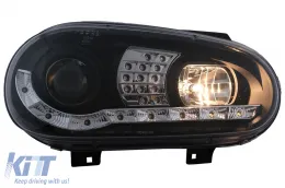 Fényszóró LED DRL VW Golf IV 4 Cabriolet ferdehátú Variant (09.1997-09.2003) Fekete-image-6094004