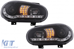 Fényszóró LED DRL VW Golf IV 4 Cabriolet ferdehátú Variant (09.1997-09.2003) Fekete-image-6094008