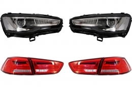 image-60-Fényszóró LED nappali menetfénnyel MITSUBISHI Lancer EVO X (2007-2017) modellekhez, dinamikus piros/átlátszó LED hátsó lámpákkal