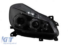 Fényszóró Renault Clio MK3 01-05, 2 körgyűrűs, fekete-image-6127976