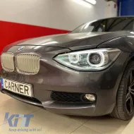 Fényszórók BMW 1 F20 / F21 11-14 LED Angel Eyes Fekete H7 Motorral Depo-image-6290289