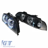 Fényszórók BMW 5 E39 95-03 Angel Eyes Facelift LCI Look Fekete H7/H7 Manuális-image-6290652