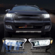 Fényszórók Ford Ranger 15-20, DRL, dinamikus, fekete, Full LED, motorral, VLand-image-6291646