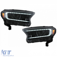 Fényszórók Ford Ranger 15-20, DRL, dinamikus, fekete, Full LED, motorral, VLand-image-6291649