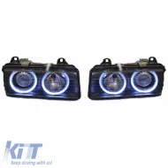 Fényszórókészlet BMW 3 E36 Coupe / Sedan / Compact / Touring 90-99 Angel Eyes Fekete H7/H7 Carner-image-6290659