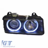 Fényszórókészlet BMW 3 E36 Coupe / Sedan / Compact / Touring 90-99 Angel Eyes Fekete H7/H7 Carner-image-6290660