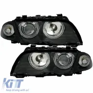 Fényszórókészlet BMW 3 E46 Sedan/Touring 99-01 Angel Eyes Fekete H7/H7 motorral Depo-image-6290090