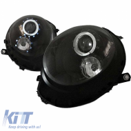 Fényszórókészlet Mini Cooper (R55/56/57/58/59) 06-13 Angel Eyes Fekete H9 motorral JunYan-image-6290522
