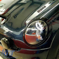Fényszórókészlet Mini Cooper (R55/56/57/58/59) 06-13 Angel Eyes Fekete H9 motorral JunYan-image-6290529