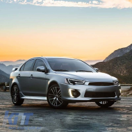 Fényszórókészlet Mitsubishi Lancer 07-17 DRL LED csík & dinamikus irányjelző fekete/króm H7 manuális VLAND-image-6290690