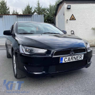 Fényszórókészlet Mitsubishi Lancer 07-17 DRL LED csík & dinamikus irányjelző fekete/króm H7 manuális VLAND-image-6290693