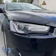 Fényszórókészlet Mitsubishi Lancer 07-17 DRL LED csík & dinamikus irányjelző fekete/króm H7 manuális VLAND-image-6290694