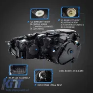 Fényszórókészlet VW Golf VI (6) 08-12 DRL U-Type & Dinamikus irányjelző Fekete H7/H7 motorral VLand-image-6294324